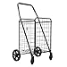 Folding Shopping Cart with 360-Degree Wheels Black (Single Basket)