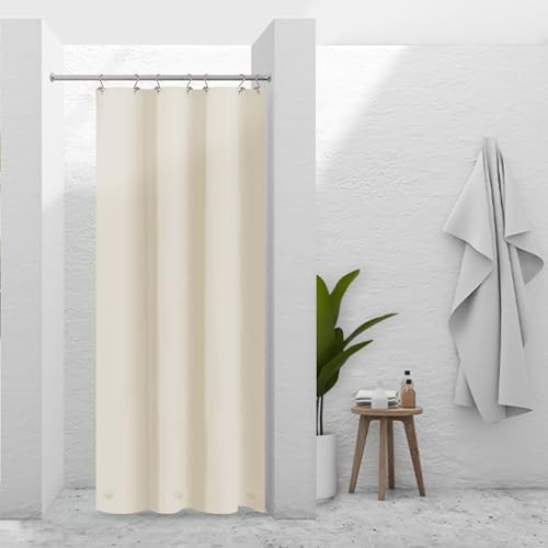 Image of Barossa Design Beige Stall Shower Curtain Liner 36 inch W x 72 inch H - Waterproof PEVA Plastic Shower Liner for Small Bathroom Stall, Lightweight Bath Curtain with 3 Magnets & Metal Grommets - Beige