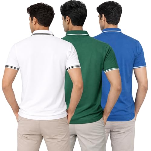 Image of Hangout Hub Men's Polo T Shirt | Solid | Plain Regular Fit Tees|Collar T-Shirts|Half Sleeves|Set of 1 & 2|HH.MP.MAR