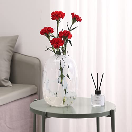 Yanwe1 White Glass Vase, Large Glass Vase, Flower Vases For Centerpieces, Tall Floor Vase, Modern Vase, Decorative Vase For Living Room, Dining Table, Mantle, Shelf, Wedding, Office, 11.8 Inches #TOP4