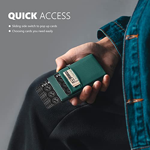 VULKIT Minimalist Wallet with ID Window & EDC Pocket Pop Up Card Holder RFID Blocking Slim Wallet Design for Airtag Cash Coins & Credit Cards