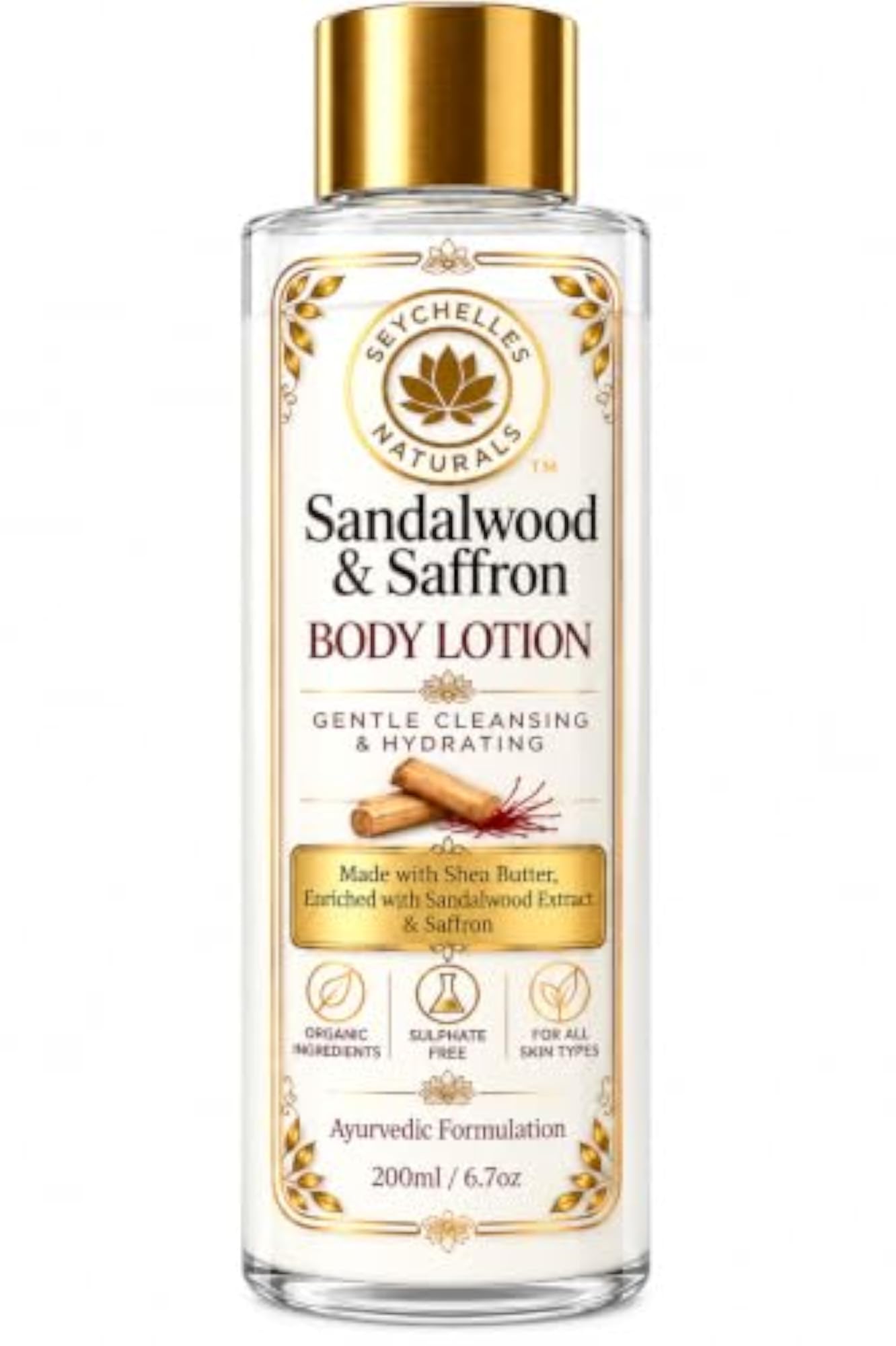 Organic Sandalwood & Saffron Body Lotion, 200ml