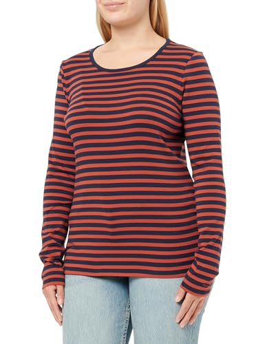 T-Shirt Slim Striped Ribbed LS Rouge en taille L de style décontracté