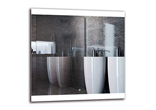 Espejo LED Deluxe - Dimensiones del Espejo 80x80 cm - Interruptor tactil - Espejo de baño con iluminación LED - Espejo de Pared - Espejo con iluminación - ARTTOR M1ZD-26-80x80 - Blanco frío 6500K