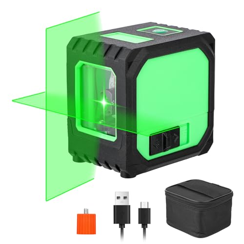 Nivel Laser Autonivelante Verde,UBS Recargable Mini Nivel Láser con Alta Precisión, Luz Intensa y Línea Delgada, Portátil Nivel Laser para Interiores y Exteriores