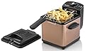 Bestron Friggitrice a olio, mini friggitrice per 1 porzione di patatine fritte, pesce o pepite, con tecnologia a zona fredda e controllo della temperatura fino a 190°C, con cestello in acciaio inox,