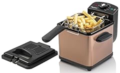 Bestron Friggitrice a olio, mini friggitrice per 1 porzione di patatine fritte, pesce o pepite, con tecnologia a zona fredda e controllo della temperatura fino a 190°C, con cestello in acciaio inox,