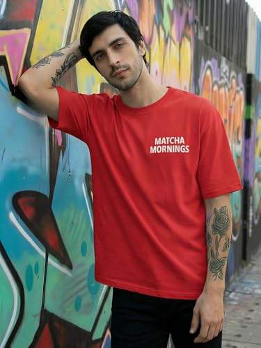 Image of TOXA Men's Pure Cotton Oversized Fit Tshirt | Oversized Baggy Fit Tee with Drop Shoulder | Cool and Stylish Graphic Printed Design Half Sleeve T-Shirt (Available Sizes: S to 2XL)