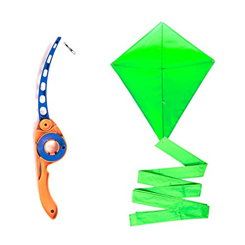 Castakite - Kite and Flying Handle for Kids - Easy to Fly Kite with Reel and String - Integrated Kite Line Winder Grip Wheel - Best Easy Flyer Kite with Long Tail Perfect for The Beach or Park