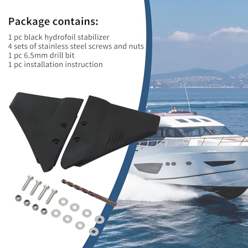 Hydrofoil-Stabilisator für Außenbordmotoren und Z-Antriebe 5–150 PS, aus PA66-Kunststoff, Schwarz
