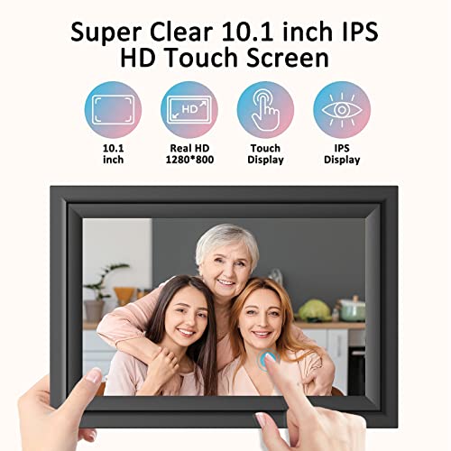 Sammix Digital Picture Frame 10.1 Inch Wifi Photo Frame, Ips Hd Touch Screen Smart Cloud With 16Gb Storage, Slideshow, Auto-Rotate, Easy Setup To Share Photos And Video Via App, Black, (Aw105) #TOP3