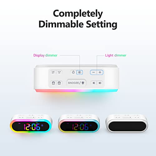 Reacher Dual Alarm Clock, Weekday/Weekend, Rgb Night Light, Dimmable, 7 Wake Up Sounds, Snooze, Outlet Powered, Auto-Off Timer, Small Rainbow Led Digital Clock For Kids, Bedroom, Bedside #TOP4