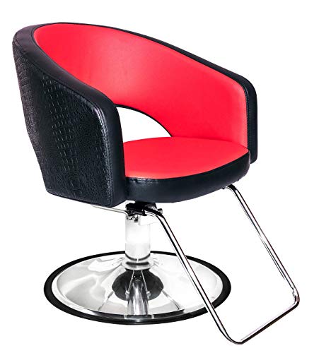 Chromium Olivia Professional Styling Chair [2090] By Puresana, Sealed Hydraulic, Premium Vinyl, Red & Black Alligator Pattern, Adjustable Height And 360 Rotation #TOP6