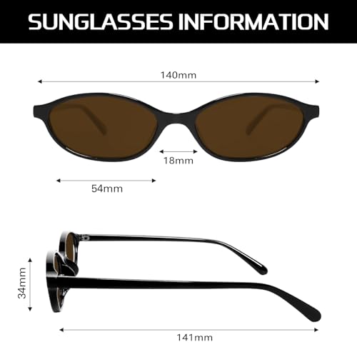 Image of GUVIVI Retro Oval Sunglasses for Women Chic Cat Eye 90s Sunnies Lightweight Narrow Shades Trendy UV protection Sun Glasses