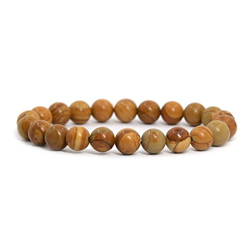 Justinstones JUS-151231-02 Natural Wood Jasper Gemstone 8Mm Round Beads Stretch Bracelet 7 Inch Unisex … cover