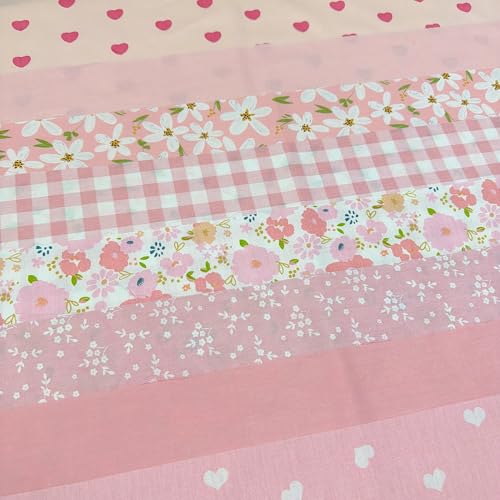 Image of 9.8 inch x 9.8 inch(25 * 25CM) Cotton Fabric DIY Making Supplies Quilting Patchwork Fabric Fat Quarter Bundles DIY for Quilting Cotton Patchwork Cushions (8pcs Love Flowers, 9.8 inch x 9.8 inch)