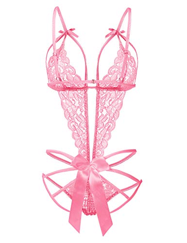 Image of Donnalla Women's Deep V Lace Teddy One Piece Lingerie Cutout Strappy Lingerie