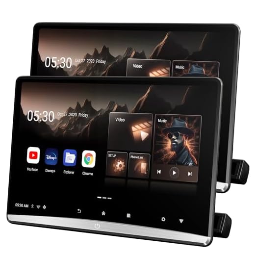 12.4 inch 4K Android 11 Portable Car TV Headrest Monitor Rear Entertainment System for Cars Back Seat, Dual Linked Touch Screen Support Phone Wireless mirroring,with WiFi/Bluetooth/HDMI/Video Player