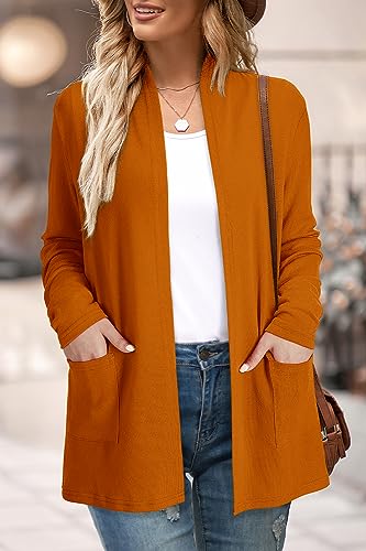 Image of ULTRANICE Cardigan Sweaters Womens Fashion 2025 Spring Lightweight Long Sleeve Casual Tops Clothes Outfits with Pockets