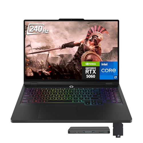 Lenovo Legion Pro 5 16" WQXGA 240Hz Gaming Laptop, Intel i7-14650HX, GeForce RTX 5060, 16GB DDR5, 2TB Storage(1TB SSD+1TB Docking Station), 24-Zone RGB Backlit Keyboard, Wi-Fi 7, Win 11 Pro, Black