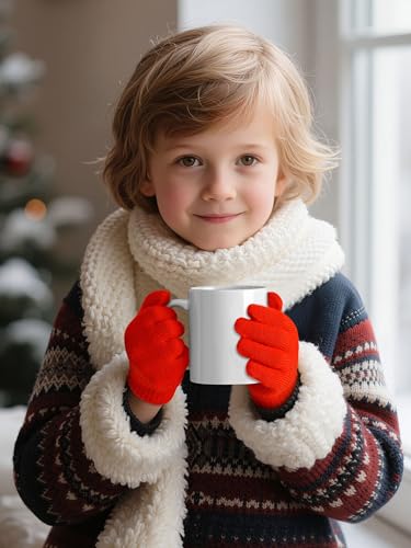 Image of Cooraby 12 Pairs Kid's Winter Magic Gloves Children Stretchy Warm Magic Gloves Boys or Girls Knit Gloves for 6-12 Years