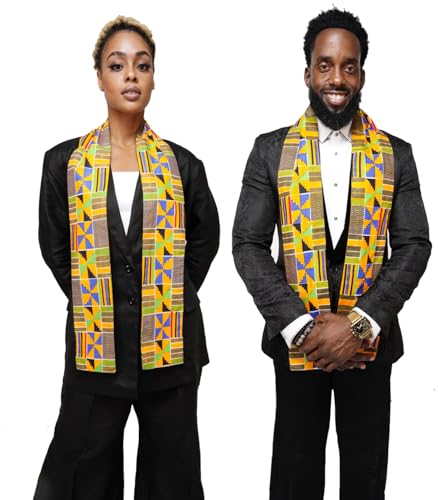 Dupsie's 1pc Kente African Print Graduation Stole, Made in Africa Black History, Festivals, Cultural, HBCU, Graduate, Schools