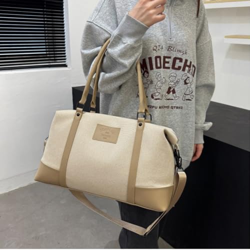 Travel Duffel Bag Shoulder Weekender Overnight Bag Sports Tote Gym Bag For Women Khaki2