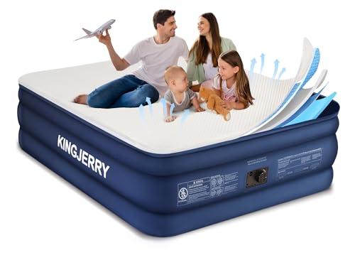 KINGJERRY Queen Air Mattress with Memory Foam Topper