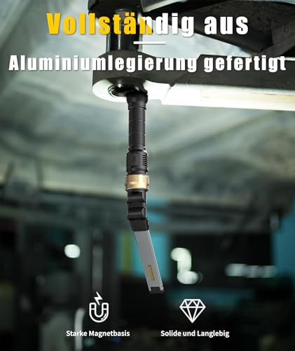 HOTLIGH Werkstattlampe – 5000 mAh Arbeitsleuchte LED Akku mit um 360° drehbarem, faltbarem Design, 1200 Lumen LED Werkstattlampe… – Ansicht 4