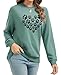 Sunidol Womens Dog Paw Print Heart Shirt Long Sleeve Crewneck Pullover Loose Casual Cute Sweatshirts Tops Cyan Blue M