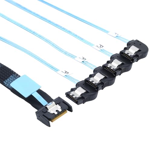 Cable Slimline Mini SAS MCIO con conectores SATA en ángulo recto de 0.8m 3