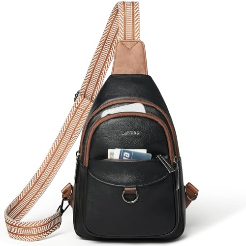 Image of LATMAP 7L Sling Bag for Women Men Crossbody Belt Bag Small Travel Sling Backpack Anti Theft Chest Daypack Purse Faux Leather