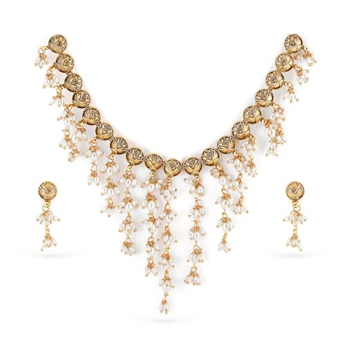 Image of Rubans Pearl Beaded Necklace Set Jewellery Gift for Women & Girls