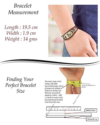 Image of Young & Forever Zodiac Sign Multi-Strand Genuine Leather Bracelet for Men & Boys - Adjustable Tribal Wristband with Antique Metal Charm