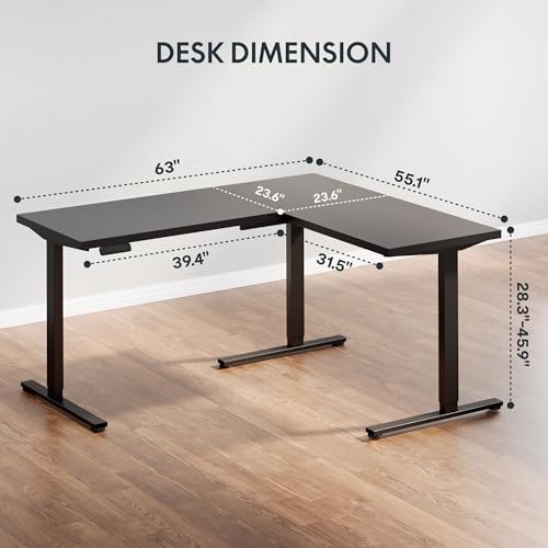 Image of SANODESK 63 inch Reversible L-Shaped Electric Standing Corner Computer Desk