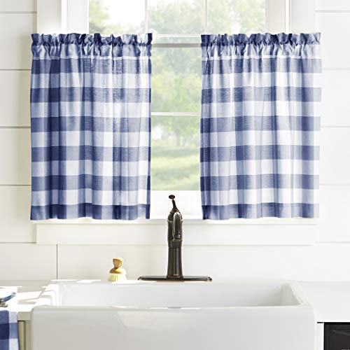Elrene Home Fashions Farmhouse Living Buffalo Check Window Kitchen Tier Set, 30" x