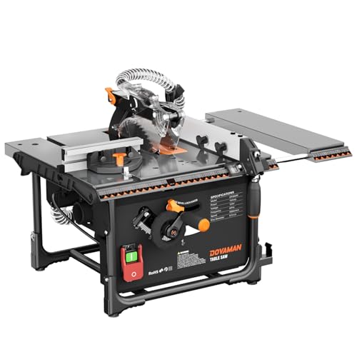 DOVAMAN 15Amp Table Saw, DTS02M 8-1/2 Inch Dustless Portable Table Saw, 98% Dust Collection Rate, 19-3/16' Max. Extension, 0-45° Bevel Cut for 1-3/4' to 2-3/8' Depth, Ideal for Woodworking & More
