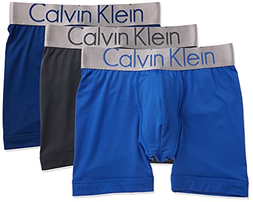 Calvin Klein Men's Steel Micro Boxer Briefs, dark midnight/mink/cobalt water, Small