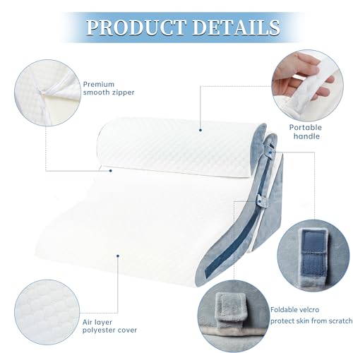 Fscgife BED WEDGE PILLOW For Sleeping 3Pcs, 20-In-1 Adjustable Memory Foam Wedge Pillow For Acid Reflux, 3-In-1 Incline Wedge Pillow For After Surgery thumb #3