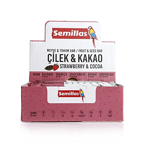 Semillas Çilek ve Kakaolu Glütensiz ve Besin Alerjisi Dostu Sağlıklı Atıştırmalık Meyve Bar 35Gr. 12'li Paket