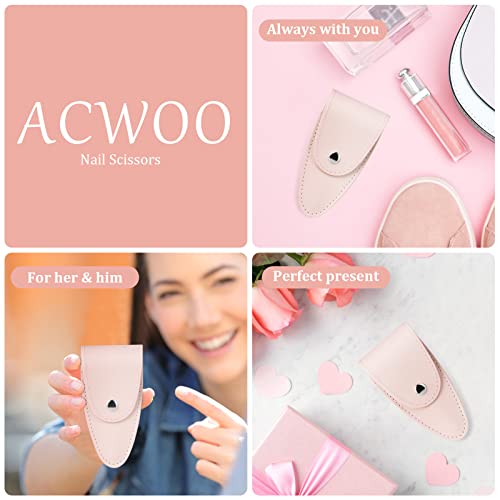 ACWOO Hautschere, Edelstahl Rostfrei Nagelschere mit kleine Ledertasche,Maniküre Schere Nagelhautschere Nail Scissors für Finger und Zehennägel Nagel Schere für Linkshänder und Pflege Reisesets