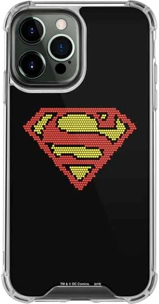 Skinit Clear Phone Case Compatible with iPhone 13 Pro Max - Officially Licensed DC Comics Superman Logo Background Pattern Design