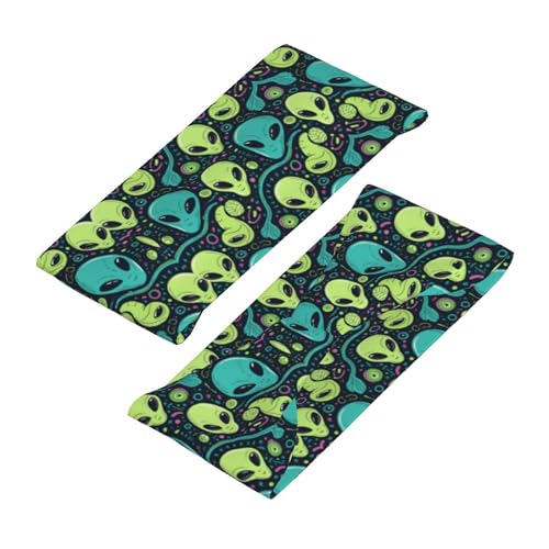 Boys Girls Aliens Faces Alien 90S Style Art Sports Sweat Bands Boho Style Beauty Skinny Hair Band Headdress for Sports Fitness Shower4