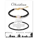 XSDSLS 2 Stück Naturstein Armband Einstellbare Perlenarmband Facettiertes Kristall Perlen Armband Mini Kugelarmband Grüner Aventurin Edelstein Armband Perlen Rosenquarz Armband für Damen (Set2)