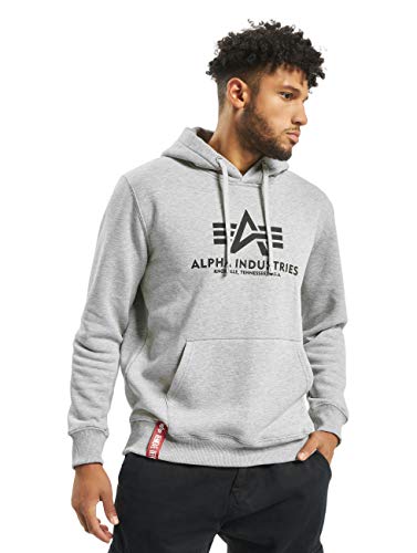 Alpha Industries Herren Basic Hoody Kapuzensweat Für Kapuzenpullover, Grey Heather (178312-17), M EU – Ansicht 1