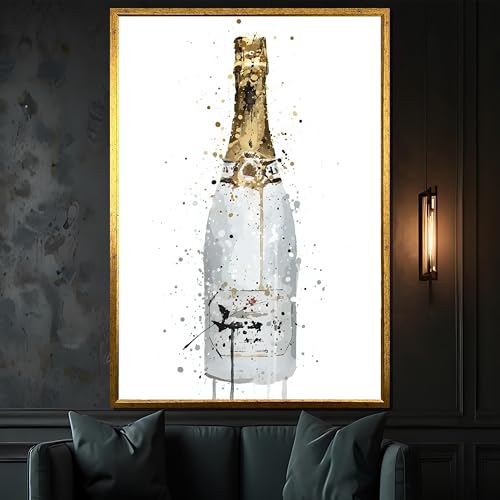 Tableau sur toile champagne art minimaliste haut de gamme esthétique épurée maison
