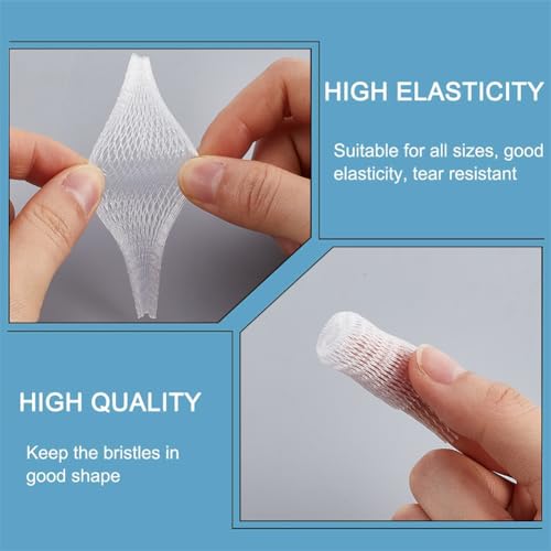 Image of GORGECRAFT 200Pcs Makeup Brush Pen Guard Protector Reusable Net Thread Spool Savers Expandable Mesh Cover Plastic Sewin Thread Netting Machine Embroidery Net for Sewing Eyeshadow Brush, White