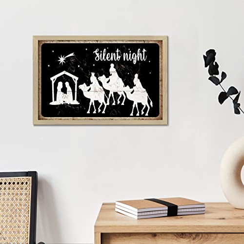 Cadeau religieux moderne plaque en bois Merry Christmas pour décoration de Noël