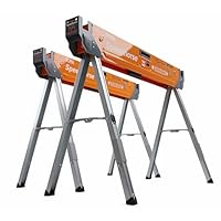 BORA Arbeitsböcke mit robustem Stahlrahmen, Arbeitsbock 2er set. Unterstellblock mit Metallbeine und 2x4 Halterung, Orange/Abendrot im Zickzackmuster (Sunset Chevron)
