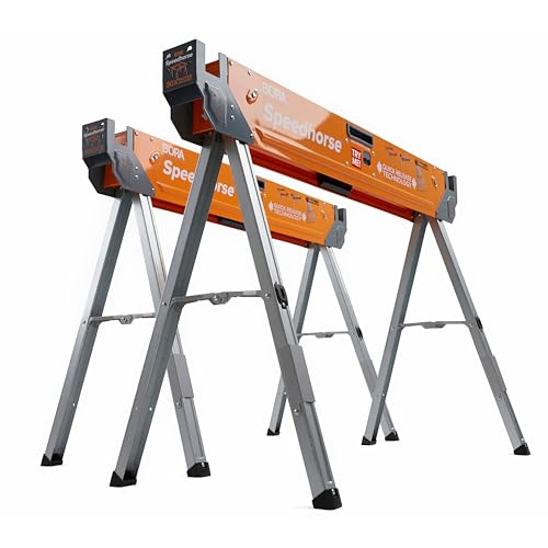 BORA Arbeitsböcke mit robustem Stahlrahmen, Arbeitsbock 2er set. Unterstellblock mit Metallbeine und 2x4 Halterung